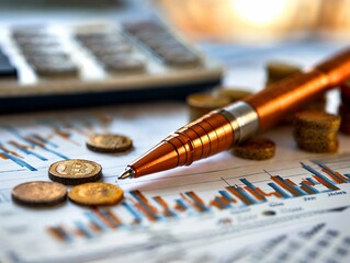 Fototapeta premium coins and calculator