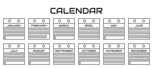 Calendar Icon collection. Set of calendar symbols. Meeting Deadlines icon. Time management .Appointment schedule flat icon icon.