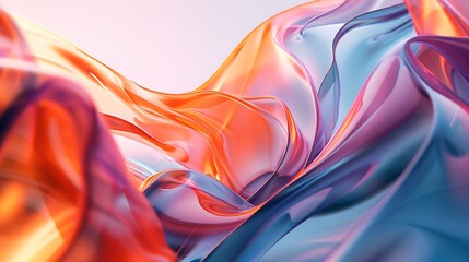 3D rendering of colorful abstract glass waves.