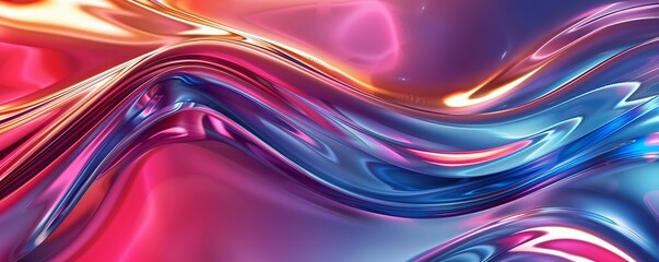 Shiny vibrant curves, abstract 3D background, glossy reflections, colorful design