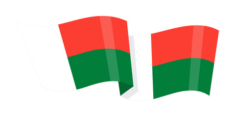 Vector illustration of wavy Madagascar flag on transparent background