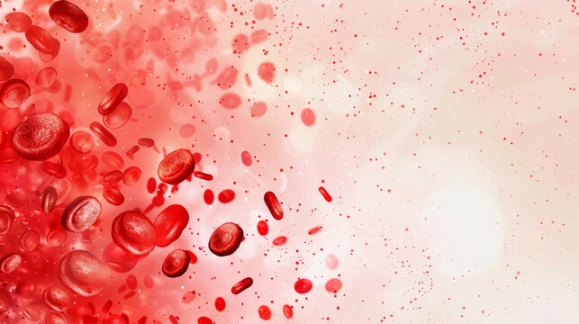 A detailed medical background banner with floating red blood cells, showcasing a clean and clinical design. The banner emphasizes the vibrant red cells against a professional medical backdrop - Powered by Adobe