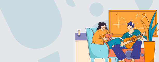 Fototapeta premium Education and learning people flat vector concept hand drawn illustration 