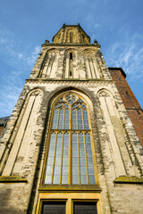 Buildings in Emmerich am Rhein. Old church in the city.
