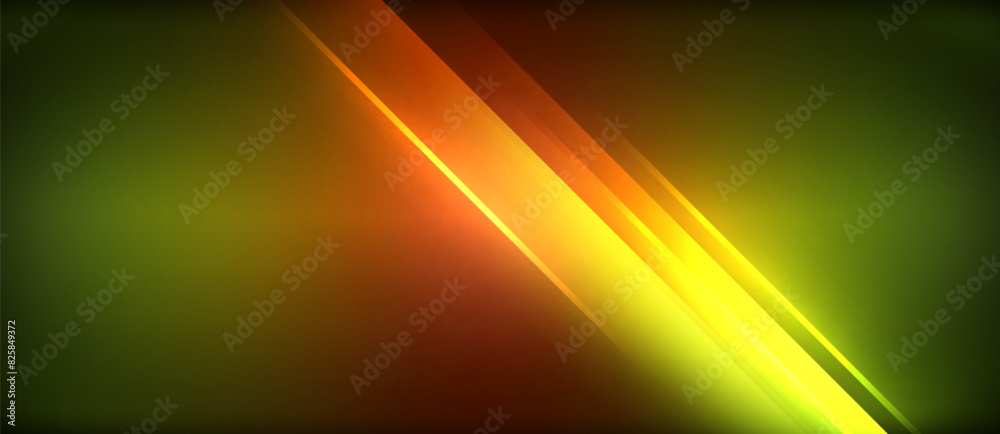Poster neon glowing circle rays, light round lines in the dark, planet style neon wave lines. energetic ele