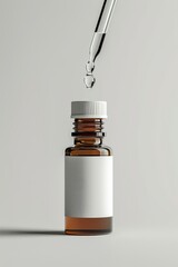 Serum Glass dropper bottle with a blank label and pipette.