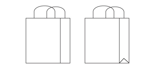 Shopping bag related line icon set. Paper market bag linear icons. Grocery bag outline vector signs and symbols collection.