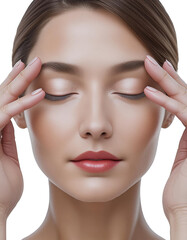 TThe young woman closed her eyes and held her temples because of worry, AI generative