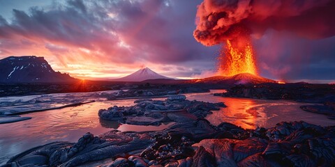 Fresh eruption in Iceland. Volcanic activity in Iceland.