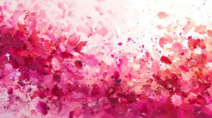 Vivid ruby hues splattered across a backdrop of pure white, forming an enchanting tapestry of color and light