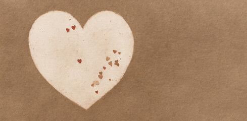Fototapeta premium craft Valentine's Day card, beige with copy space, banner with free space. Generative AI