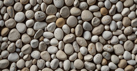 White garden grit scattered evenly over the entire surface. The stones come in various shapes and sizes, but they are all small and bright.