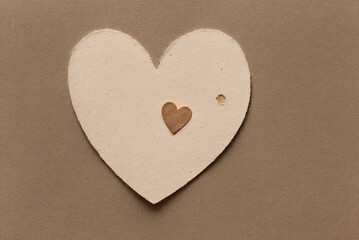 Obraz premium craft Valentine's Day card, beige with copy space, banner with free space. Generative AI