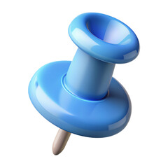 blue 3D pushpins, illustrated in a realistic style. The pushpins are shown from various angles, highlighting their detailed design and practical use for pinning notes or papers.