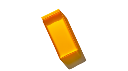 A bright yellow rectangular object stands out against a clean white background