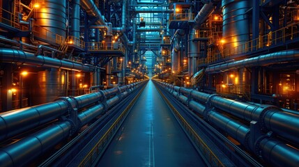 Obraz premium A vast underground complex of pipes and machinery 