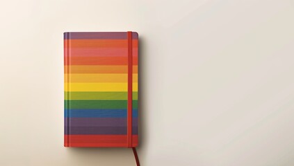 Fototapeta premium Rainbow of Pride: Vibrant Notebook Cover Celebrating Diversity and Inclusion Against Clean White Background