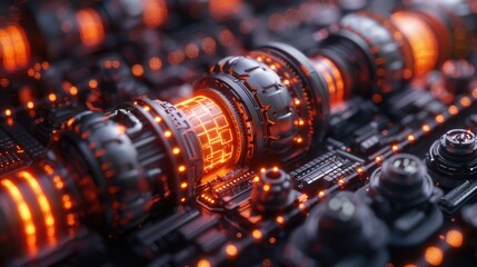 Obraz premium 3D Render Showcasing Intricate Details and Vivid Luminous Colors, Captivating Polaron Mechanism in Tilted