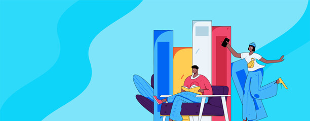 Education and learning people flat vector concept hand drawn illustration
