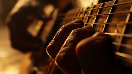 Close-Up of Guitarist's Hand Demonstrating Precision and Skill