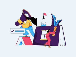 Education and learning people flat vector concept hand drawn illustration
