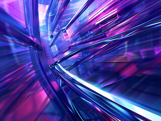 Abstract futuristic background with vibrant purple and blue light streaks creating a dynamic and energetic visual effect.