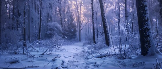 Twilight snowy forest pic