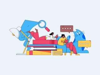 Education and learning people flat vector concept hand drawn illustration
