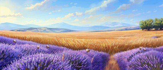 Serene countryside lavender fields picture