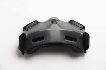 Virtual reality glasses for FPV drone pilots with antennas, controlling an unmanned aerial vehicle...