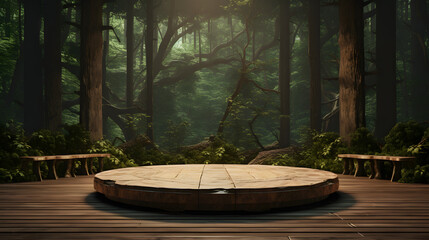 digital forest wooden frame product booth e-commerce poster PPT background