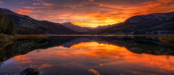 Sunset secluded lake img