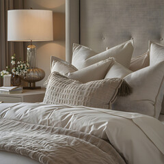 Serene Bedroom with Cozy Bed and Soft Linens, Perfect for Relaxation and Unwinding