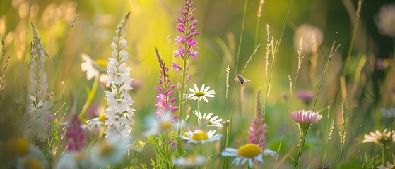 Detailed macro wildflower meadow picture