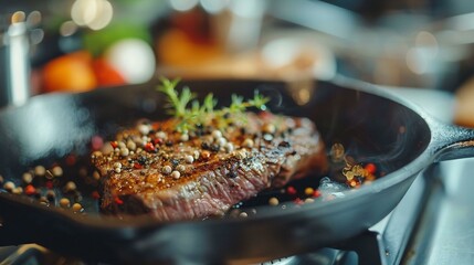 Cast iron skillet steak picture