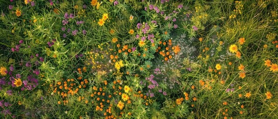 Aerial view wildflower meadow image © Yelena