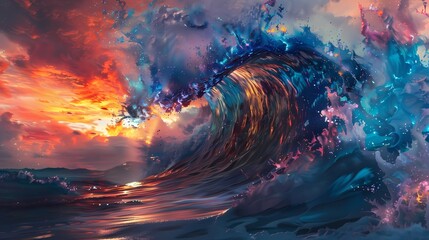 Waves of color crashing onto the canvas, creating a mesmerizing spectacle that sparks the imagination