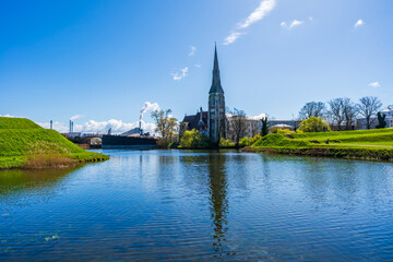 Fototapeta premium View of St. Alban's church in the Kastellet area, Copenhagen. Denmark
