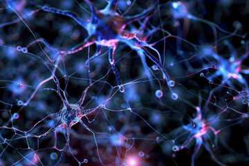 A close up of a brain with many neurons.