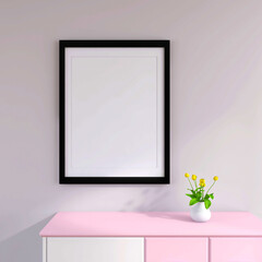 Living Room Interior Mockup Wall Poster Frame in a Stylish House Setting