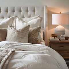 Serene Bedroom with Cozy Bed and Soft Linens, Perfect for Relaxation and Unwinding