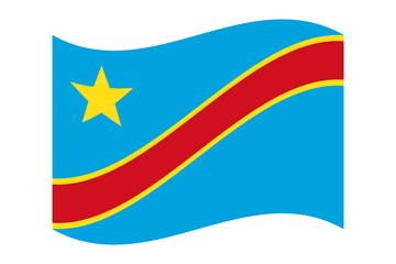Vector illustration of wavy Democratic Republic of the Congo flag on transparent background