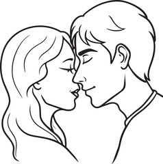 silhouette of a couple kissing illustration black and white