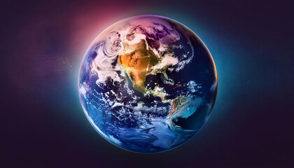 Earth Day concept  | Globe | Earth | Planet Earth half night and clouds in space with stars