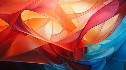 A modern composition with bold abstract lines and polygonal shapes, evoking the fluidity of nature and the precision of futuristic technology.