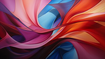 A striking abstract composition with bold lines and polygonal shapes in vibrant hues, merging the elegance of nature with the innovation of futurism.