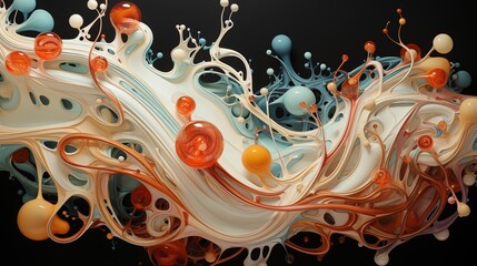 Colorful Abstract Fluid Shapes and Spheres
