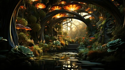 An abstract nature-inspired design with sleek lines and rounded polygons, blending organic shapes with a modern, futuristic look for a unique visual effect.