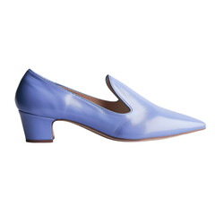 Obraz premium Side view of a single new periwinkle women's d'Orsay flat isolated on a white transparent background