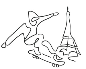 hand drawn line art vector of major sports event in 2024. Games and sports festival line art elements